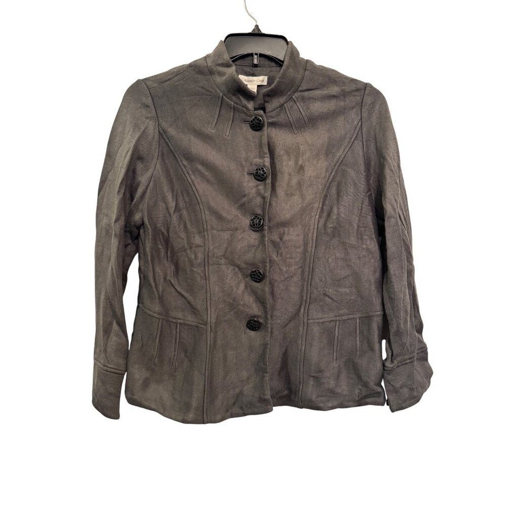 Coldwater Creek Womens Gray Button-Front Jacket Size 12 Acrylic & Cotton Blend